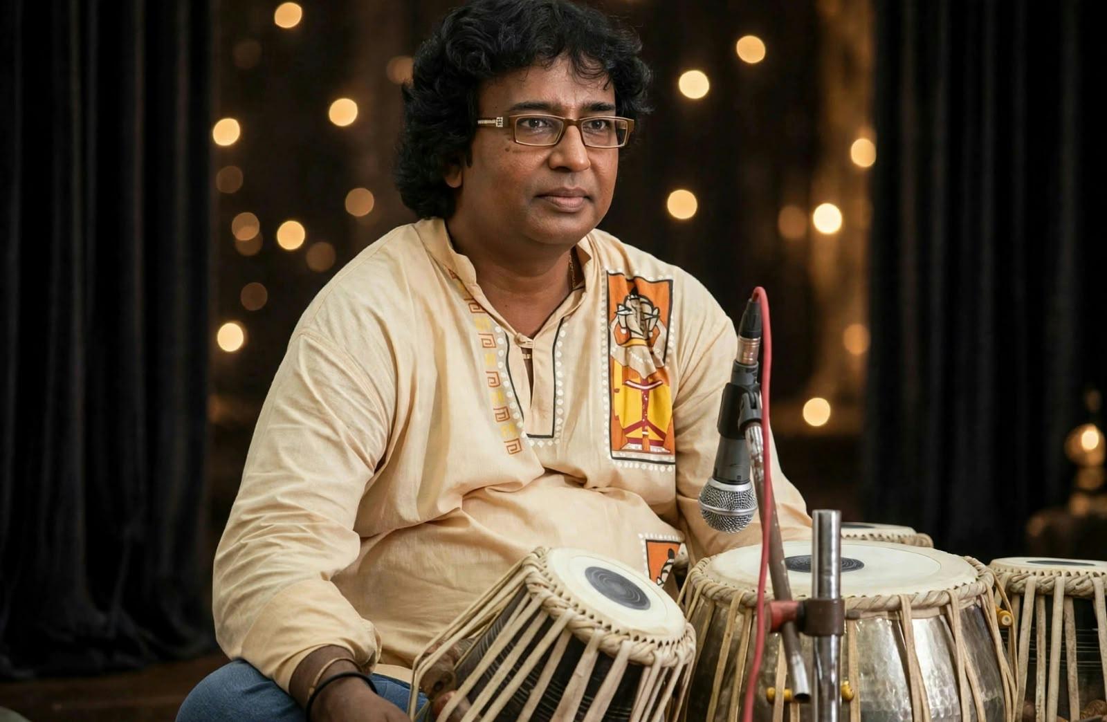 Shree Shankar Nandiji performing on tabla